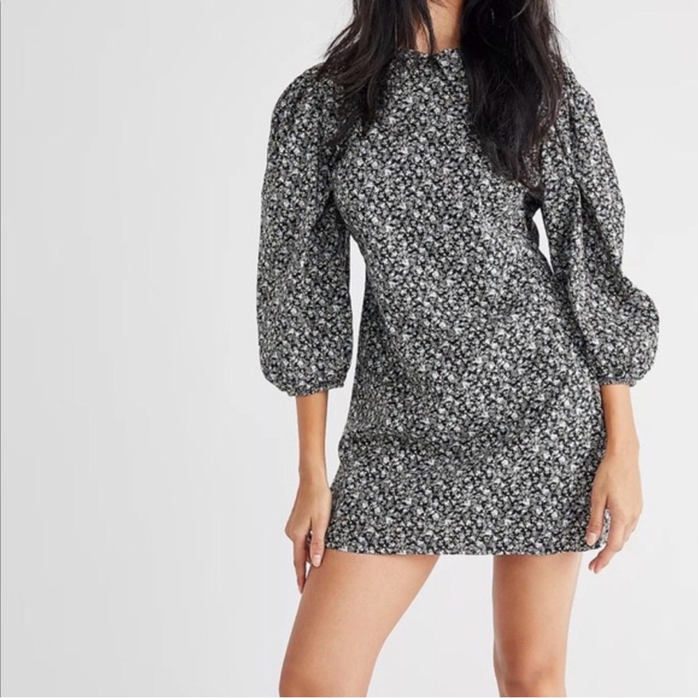 Free People Black and White Floral Mini Dress